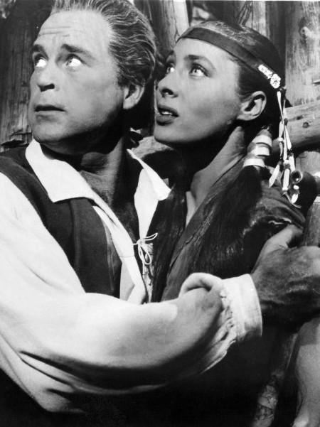 Scott Brady as Jonathan Adams and Rita Gam as Onida in Mohawk (1956)