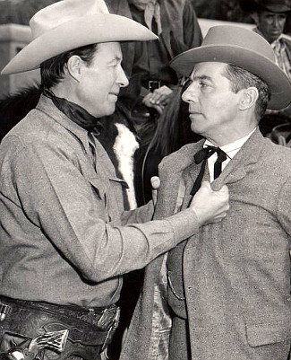 Bill Elliott as Clay Tyndall and Charleton Young as Quentin Allen in Bitter Creek (1954)
