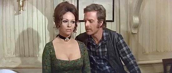 Diana Lorys as Dolores, getting the attention of Ed Pace (Gianni Garko) in Bad Man’s River (1971)