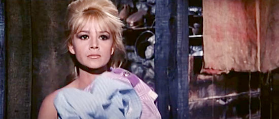 Sophie Baumier as Connie Breastfull, the gal with a secret in her luggage, not her clothes, in Fort Yuma Gold (1966)