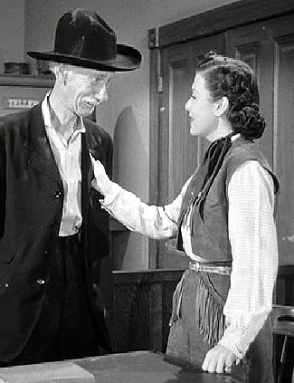 Clem Bevans as Doc Mason and Sheila Ryan as Laura Mason in The Gold Raiders (1951)