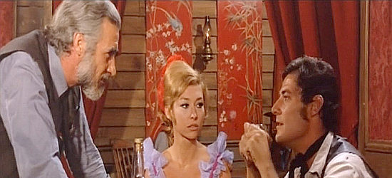 The sheriff shares some bad news with Claudia Gravy as Helen and Carlos Quiney as Dale Bryce in Bullets Over Dallas (1970)