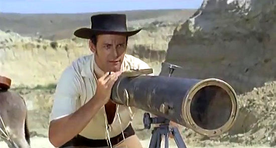 Bob Henry as Pat Scotty with his telescope and supposed gold finding device in Colt in the Hand of the Devil (1967) 