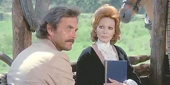 Craig HIll as Dr. Janus Saxon with Claudie Lange as Deborah Page in My Horse, My Gun, Your Widow (1972)