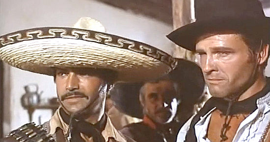 Gustavo Rojo as Gen. Urbina and John Ericson as Don Diego Alvarado in Seven for Pancho Villa (1967)