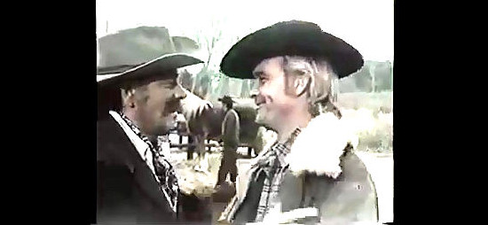 John Ireland as Abe Webster with Miguel de la Rivera as Ben Webster in Blood River (1974)
