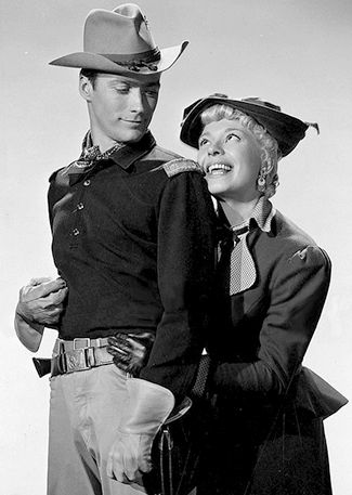 Clint Eastwood as Lt. Jack Rice and Carol Channing as Molly Wade in The First Traveling Saleslady (1956)