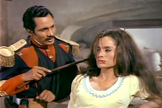 Capt. Sanchez harasses Chris's girl in The Bandits (1967)