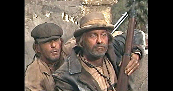 L.Q. Jones as T.C. and Strother Martin as Coffer, part of Thornton's posse in The Wild Bunch (1969)