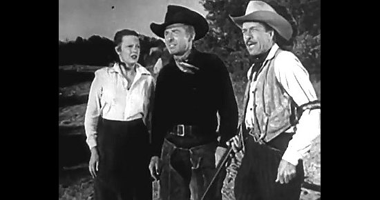 Helen Westcott as Bell Longtree, Johnny Carpenter as Johnny Rebel and I. Stanford Jolley as Henry Longtree in I Killed Wild Bill Hickok (1956)