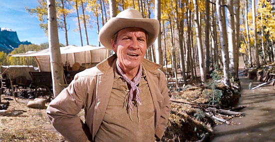 Robert Preston as wagon train boss Roger Morgan in How the West Was Won (1962)