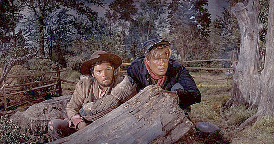 Russ Tamblyn as a Confederate deserter with George Peppard as Zeb Rawlings in How the West Was Won (1962)
