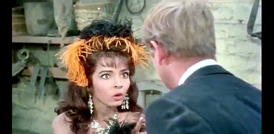 Ana Martin as Honey points out the odds the sheriff is facing in The Phantom Gunslinger (1970)