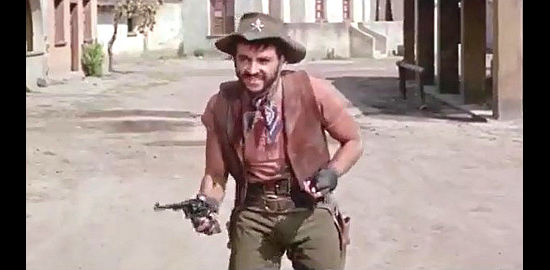 Felix Gonalez as Three-Gun Boone prepares to use his guns in The Phantom Gunslinger (1970)