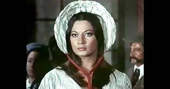 Rosalba Neri as a hostage taken by Reyes' men in Sartana Does Not Forgive (1968)