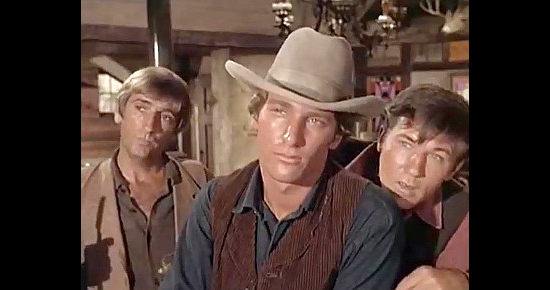 Shelly Novack as young gun Theron Pardo with cousins Whit Dykstra (Harry Dean Stanton) and Chaunce (James Gammon)