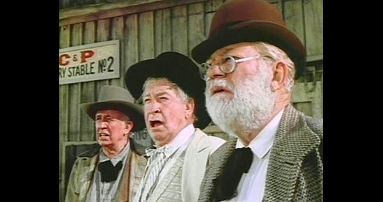 The reunited Texas Rangers, Nash Crawford (Walter Brennan), Gentleman George Agnew (Chill Wills) and Jason Fitch (Edgar Buchanan) in The Over the Hill Gang Rides Again (1970)