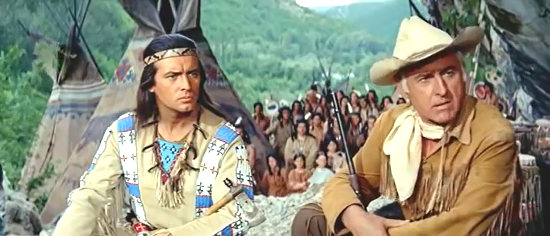 Pierre Brice as Winnetou with Stewart Granger as Old Surehand in Rampage at Apache Wells (1965) 