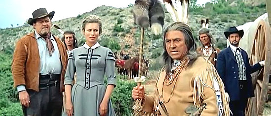Walter Barnes as Bill Campbell, Antje Weissgerber as Mrs. Ebersbach and Milivoje Popovic-Msvid as Mokasch in Rampage at Apache Wells (1965)
