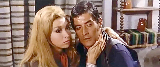 Claudia Gravy as Peggy and Carlos Quiney as Allan (Cjamango) have another romantic moment interrupted in Adios Cjamango (1970)