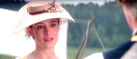 Madelein Stowe as Cora Munro considers Heyward's proposal of marriage in Last of the Mohicans (1992)