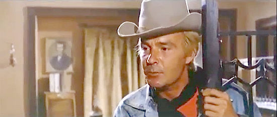 Miguel de la Riva (Michael Rivers) as Rudy, the tag-along gunman in Adios Cjamango (1970)