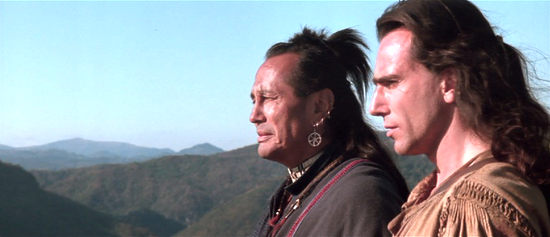 Russell Means as Chingachgook with Daniel Day-Lewis as Hawkeye in Last of the Mohicans (1992)