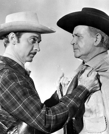 Zachary Scott as Ross Haney with Barton MacLane as Chalk Reynolds in Treasure of Ruby Hills (1955)