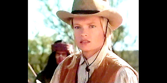 Amy Stock-Poynton as Beth Yardner, just captured by Apache braves in Gunsmoke, The Last Apache (1990)