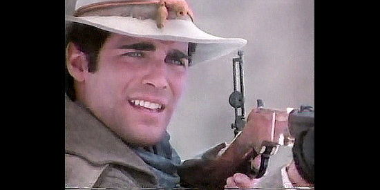 Brian Bloom as Zack Hollister, the sharpshooting Civil War hero turned train robber in Brotherhood of the Gun (1991)