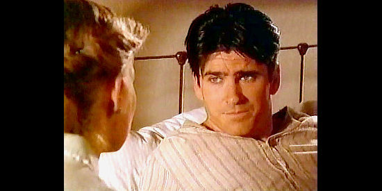 Christopher Bradley as Josh Riordan, recovering from a wound suffered in a stage holdup in Gunsmoke, One Man's Justice (1994)
