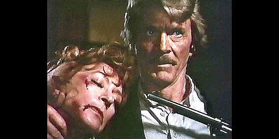 Steve Forrest as Mannon has a reunion with Miss Kitty (Amanda Blake) in Gunsmoke, Return to Dodge (1987)