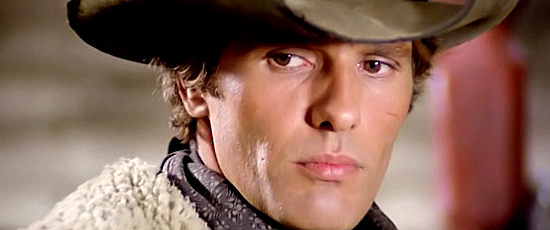 Giuliano Gemma as Roy Blood, a man still seeking justice years after his father's murder in Silver Saddle (1978)