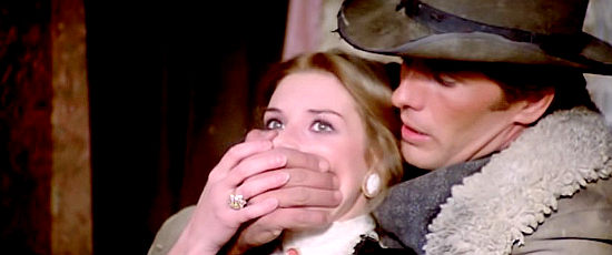 Giuliano Gemma as Roy Blood, getting acquainted with Margaret Barrett in Silver Saddle (1978)