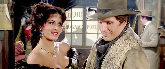 Licinia Lentini as Miss Sheba, happy to have a reunion with Roy Blood (Giuliano Gemma) in Silver Saddle (1978)