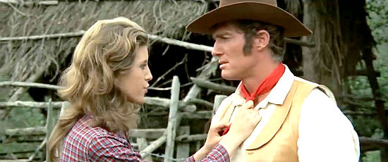 Maretta Procaccini as Susan, urging her uncle Django (Brad Harris) to be careful in Death is Sweet from the Soldier of God (1972)