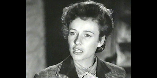 Phyllis Thaxter as Carol Lofton, realizing she's been used by Tate Riling in Blood on the Moon (1948)