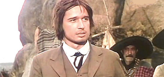George Carvell as the scholarly revolutionary Diego Medina, explaining his mission in El Bandido Malpelo (1971)