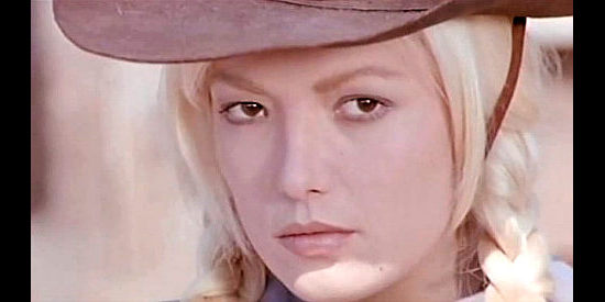 Agata Lys as Antonietta (Tony) Pickford, catching her first glimpse of Mace Cassidy in In the Name of the Father, the Son and the Colt (1971)