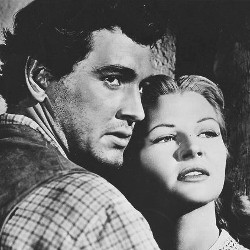 Rock Hudson as John Wesley Hardin and Mary Castle as Jane Brown in The Lawless Breed (1953)