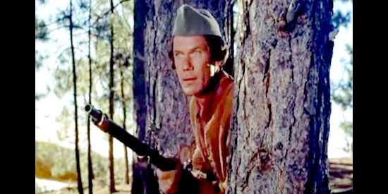 John Ridgely as Christopher Gist, constant companion of Col. Washington and Prince Hannoc in When the Redskins Rode (1951)