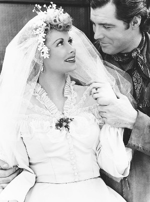 Lucille Ball as Christine and James Craig as Jonathan Ware in "Valley of the Sun" (1942)