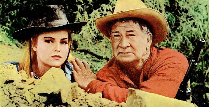Alanna Ladd as Lily Glendenning and Chill Wills as Preacher Shelby in Young Guns of Texas (1962)