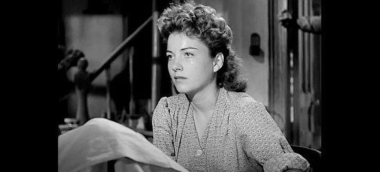 Anne Baxter as Mike, trying to convince her grandpa not to give up his secret in Yellow Sky (1948)