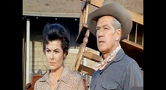 Barbara Hale and Bill Williams as Sarah and Frank Cody, homesteaders about to give up the fight in Buckskin (1968)