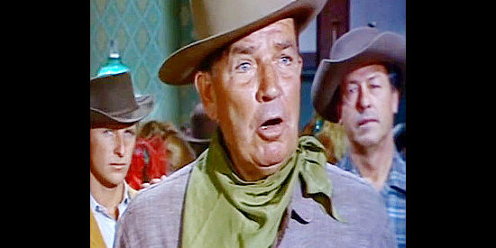 Bruce Cabot as Henderson, the fast gun working alongside Santee to corrupt the town of Lark in Black Spurs (1965)