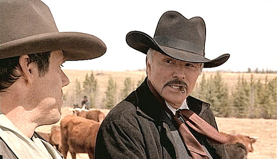 Burt Reynolds as Hunt Lawton, the corrupt lawman Lord Peter trusts to safeguard his interests in Johnson County War (2004)