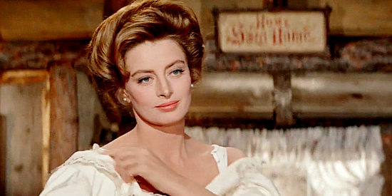 Capucine as Michelle Bonet, aka Angel, wondering if Sam McCord's mine will be her home sweet home in North to Alaska (1960)