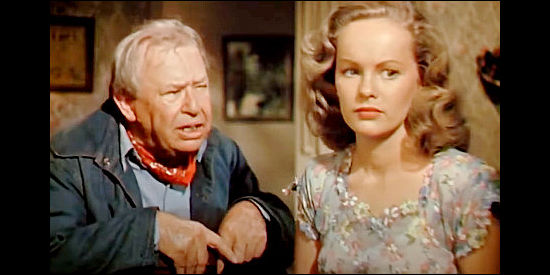 Charles Cobrun as Beaver Greenway, promising better days ahead to doubtful daughter Carey (Peggy Cummins) in Green Grass of Wyoming (1948)