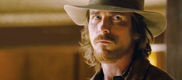Christian Bale as Dan Evans, confronting Ben Wade over his lost cattle in 3:10 to Yuma (2007)